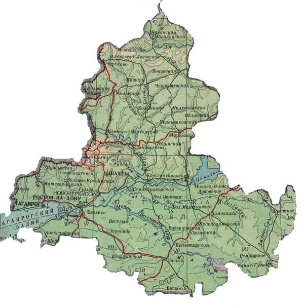 Карта Ростовской области